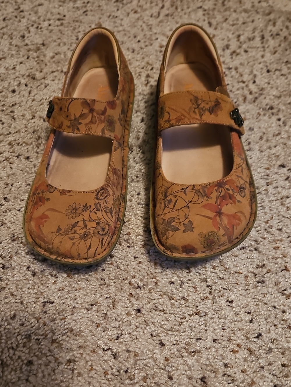 Alegria Floral Mary Jane Shoes in Tan and Rust